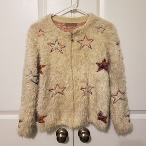 🍊range Size F (US Medium) Fuzzy Sweater with Embroidered Stars
